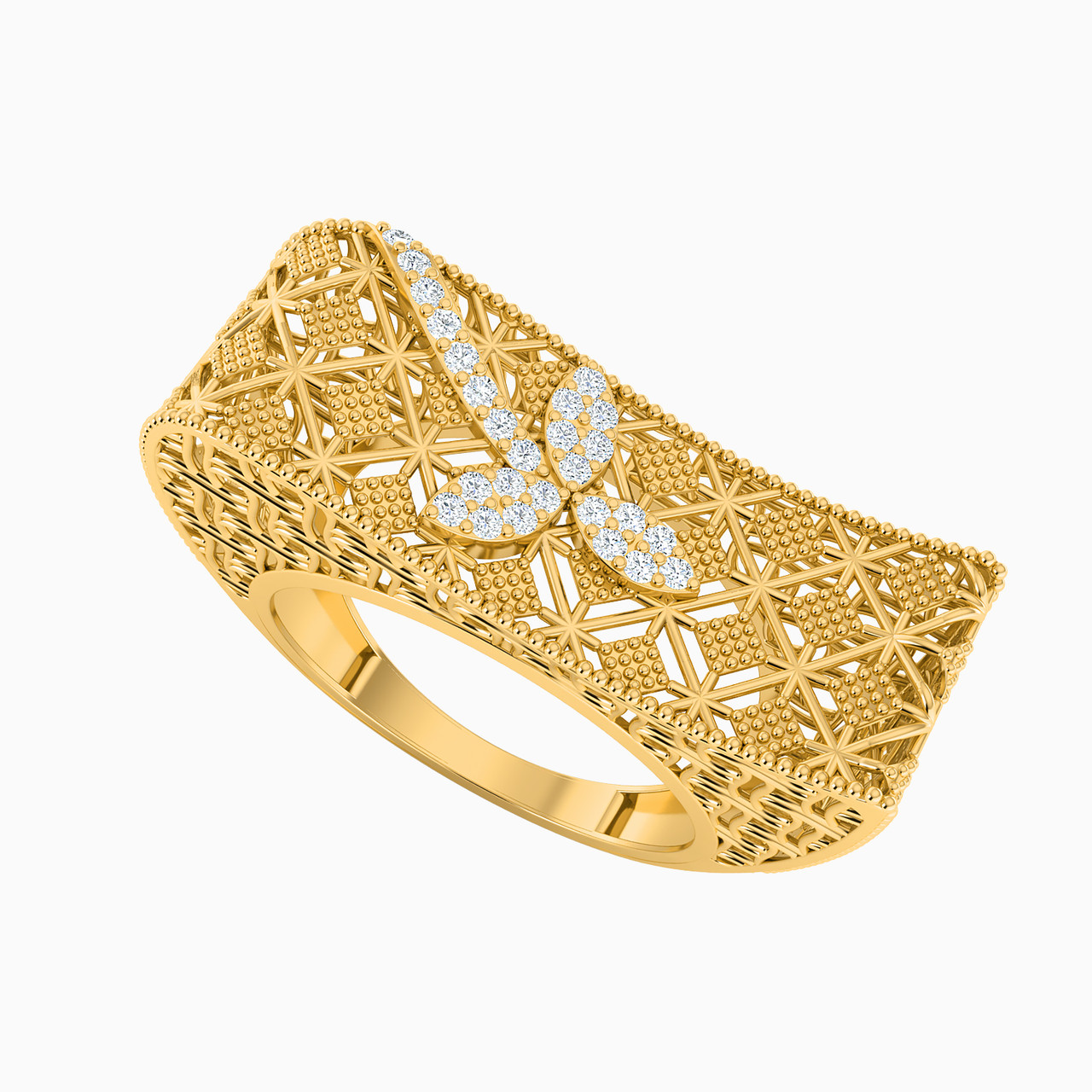 21K Gold Cubic Zirconia Statement Ring