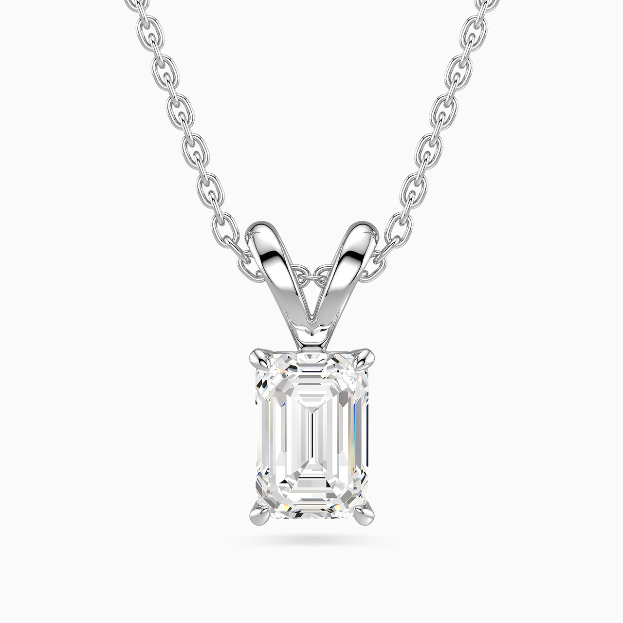 Baguette Lab Grown Diamond Pendant with 18K Gold Chain