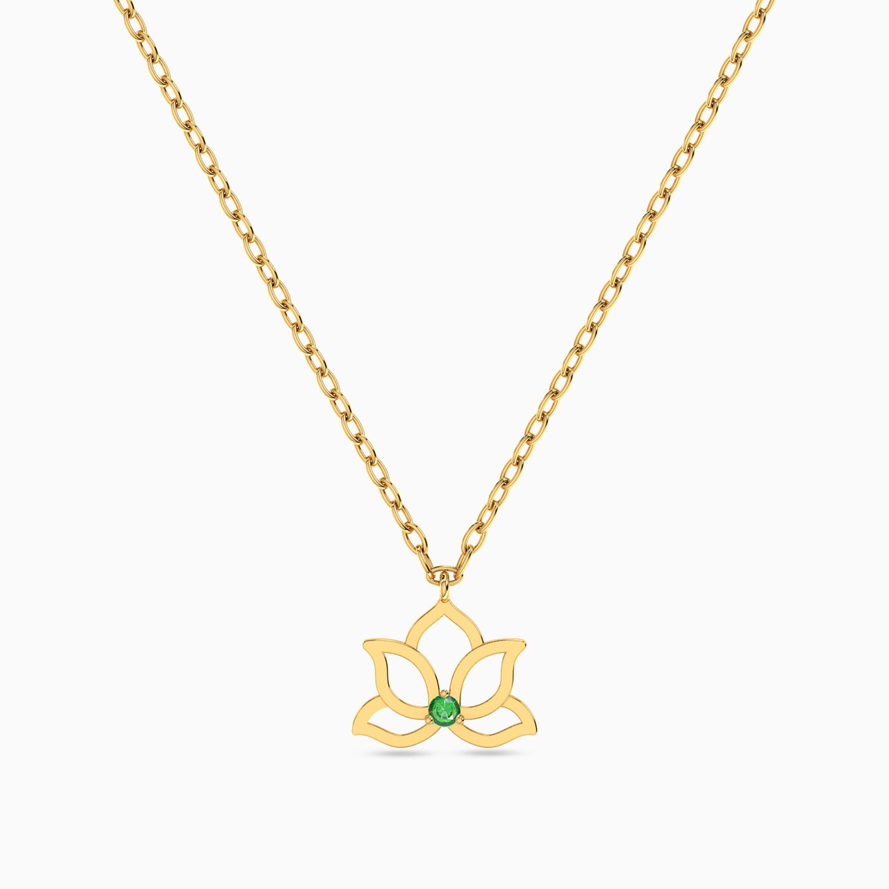 18K Gold Colored Stones Pendant Necklace