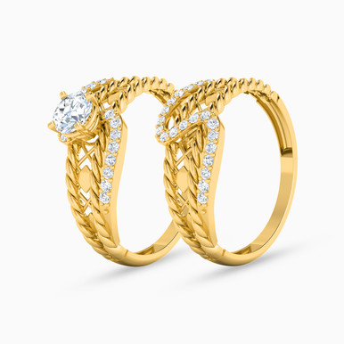 Twist Cubic Zirconia Twin Rings in 21K Gold - 22039110030