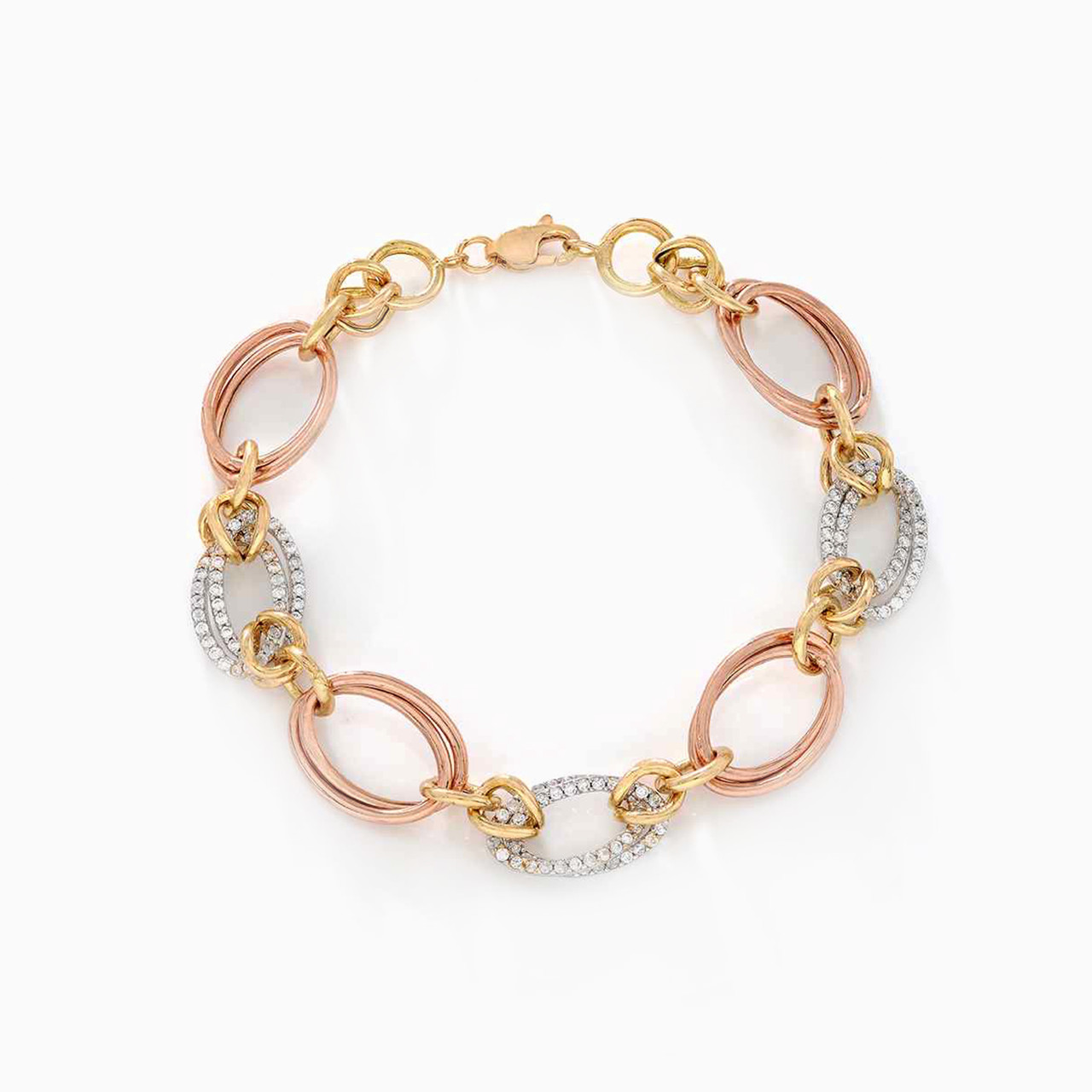 18K Gold Cubic Zirconia Chain Bracelet