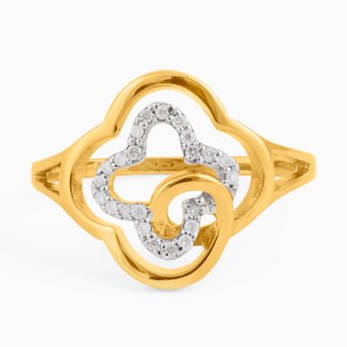 Clover Diamond Ring in 18K Gold