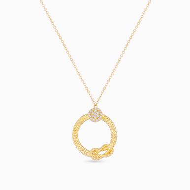 Circle Cubic Zirconia Necklace in 21K Gold - 22005110411