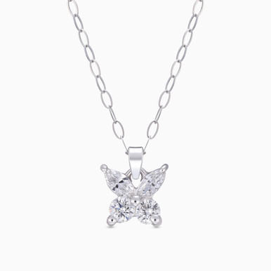 Kids Butterfly Diamond Necklace in 18K Gold - LNE00038