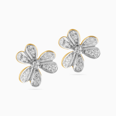 Flower Diamond Stud Earrings in 18K Gold - LEA00019