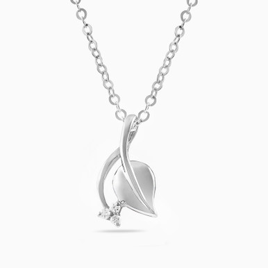 Leaf Diamond Necklace in 18K Gold - LNE00077