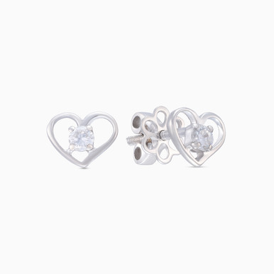 Kids Heart Diamond Stud Earrings in 18K Gold - LEA00022