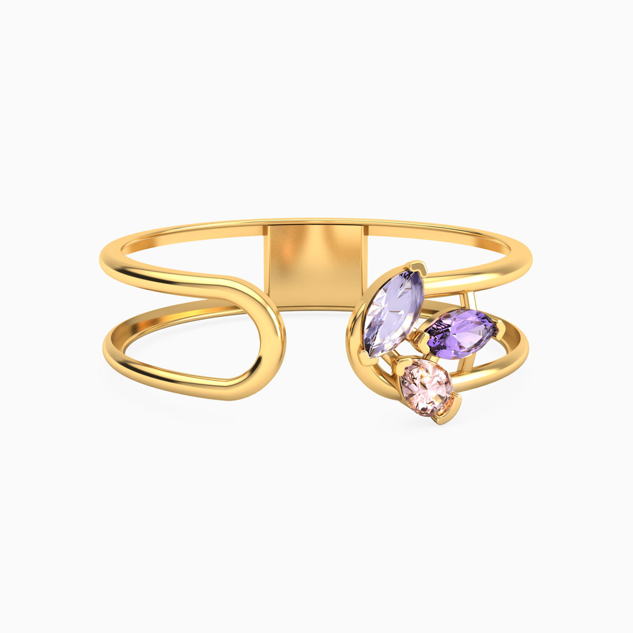 18K Gold Colored Stones Two-headed Ring