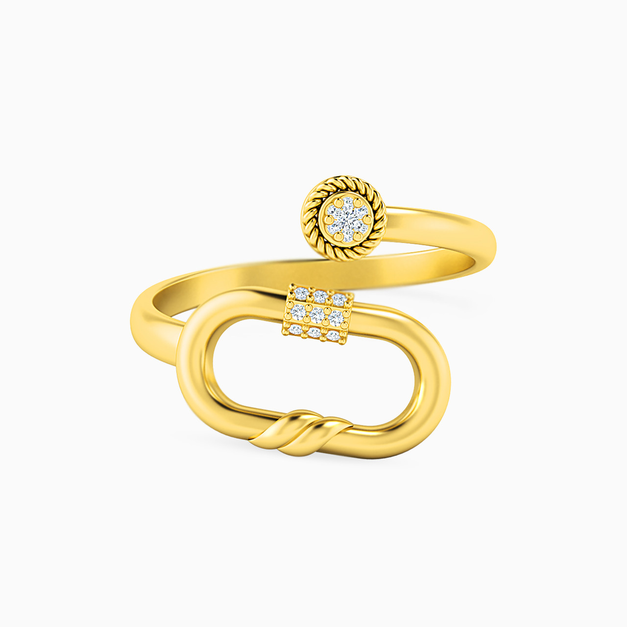 18K Gold Diamond Two-headed Ring