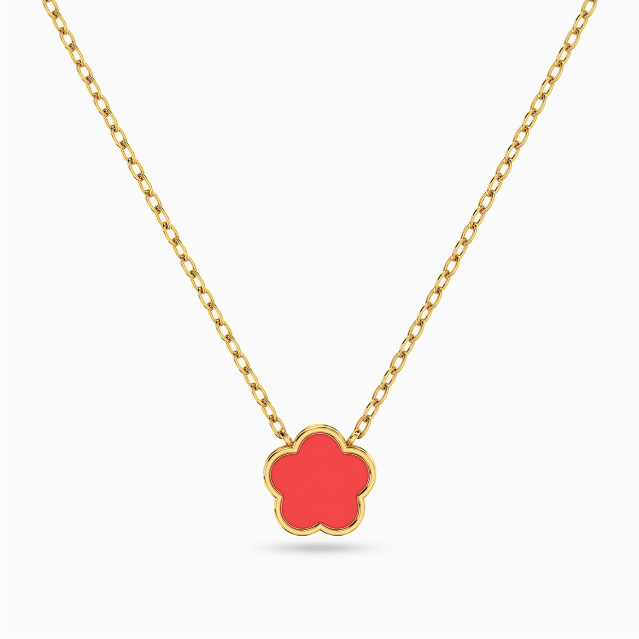 Kids 18K Gold Colored Stones Flower Pendant Necklace