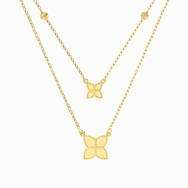 Flower Layered Necklace in 18K Gold - 21046110045