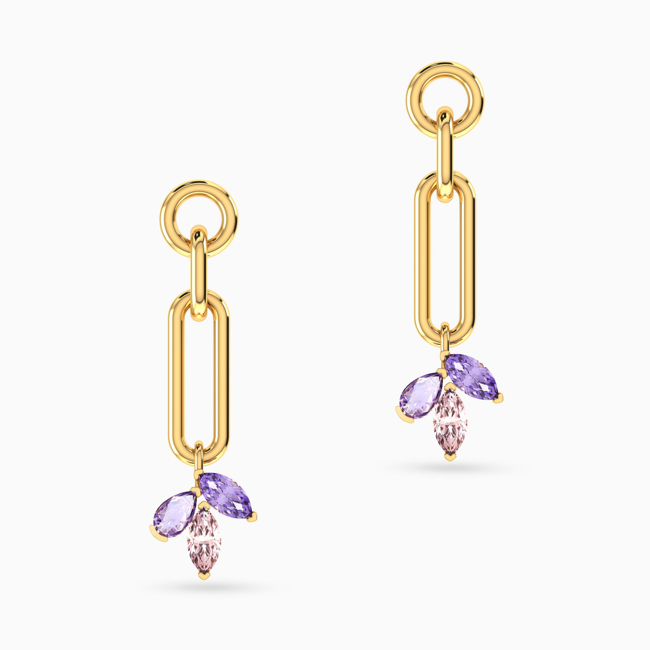 18K Gold Colored Stones Drop Earrings