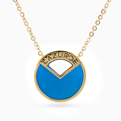 Circle Blue Stone Necklace in 18K Gold - LNE00001