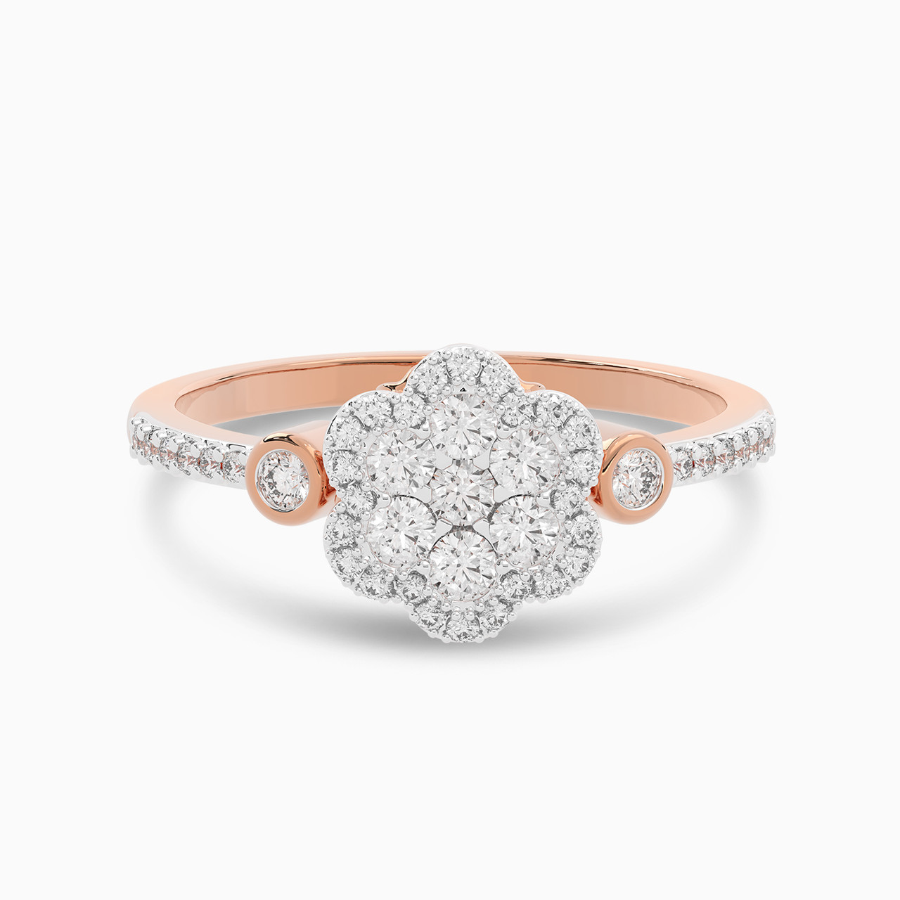 Flower Shaped Diamond Statement Ring in 18K Gold