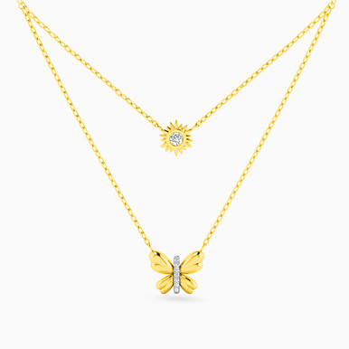 Butterfly Diamonds Layered Necklace in 18K Gold - 21046110696