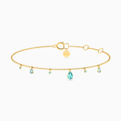 Pear Colored Stones Chain Anklet in 18K Gold - 21050110015