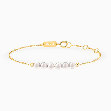 Round Pearls Chain Bracelet in 18K Gold - 21047020023
