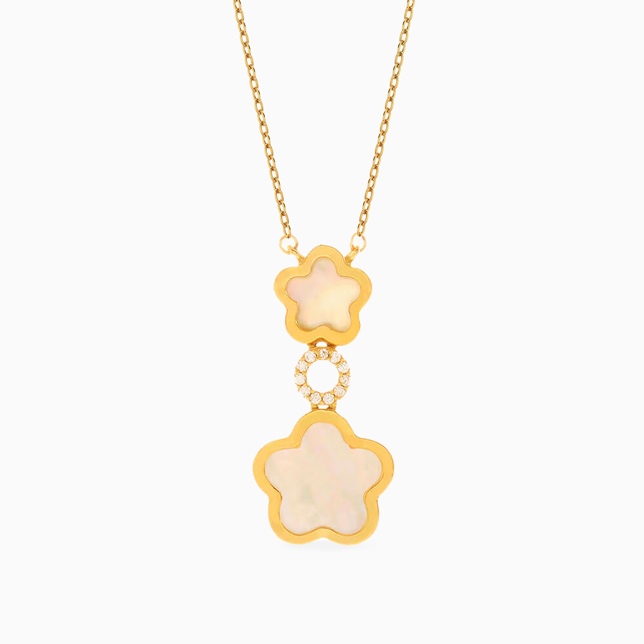 18K Gold Colored Stones Pendant Necklace