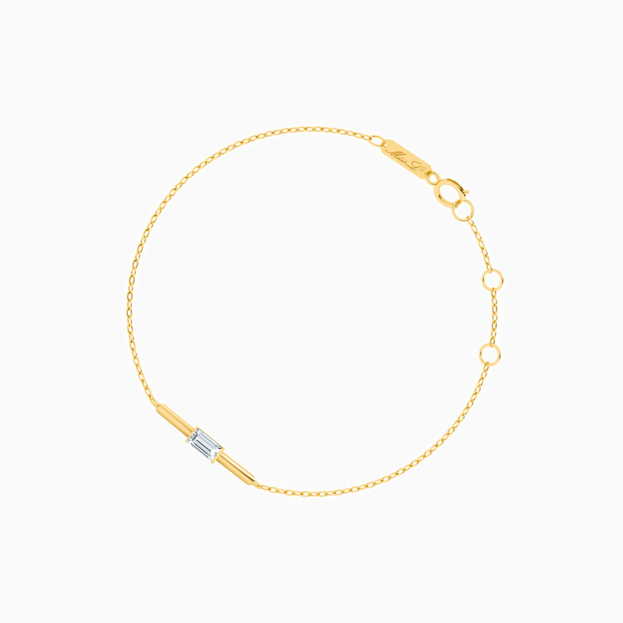 18K Gold Colored Stones Chain Bracelet