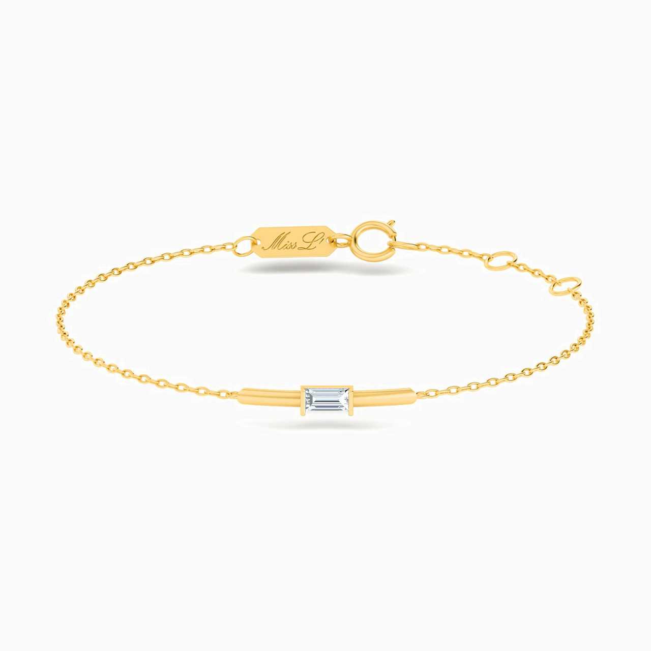 18K Gold Colored Stones Chain Bracelet