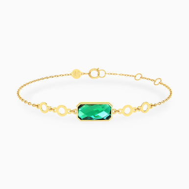 Baguette Green Stones Chain Bracelet in 18K Gold - 111304120417