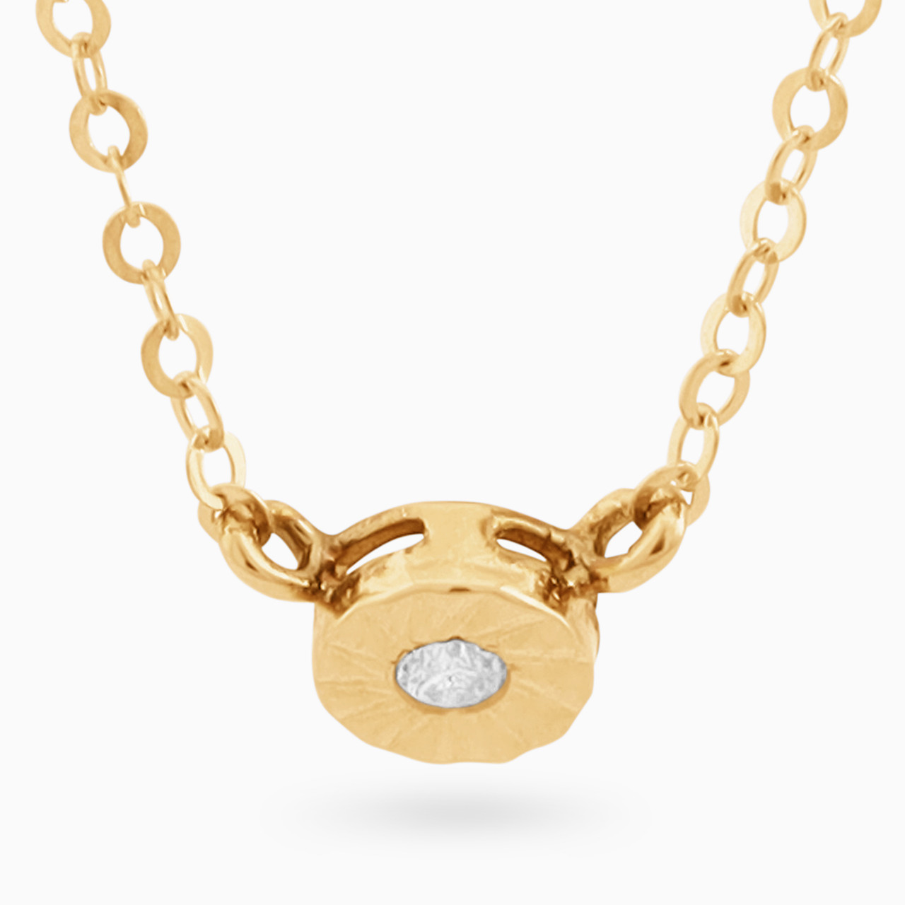 18K Gold Cubic Zirconia Pendant Necklace