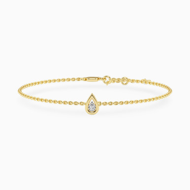 Pear Lab Grown Diamonds Gold Plated Chain Bracelet - MSB00833