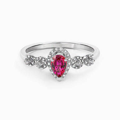 Oval Diamond & Rose Stone Ring in 18K Gold - ERG00053RB