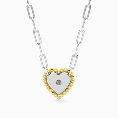 Heart Lab Grown Diamonds Sterling Silver Necklace - MSP00890