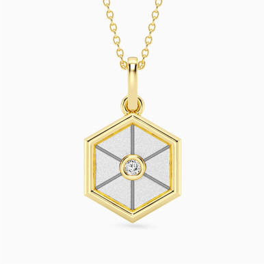 Hexagon Lab Grown Diamonds Gold Plated Necklace - MSP00902