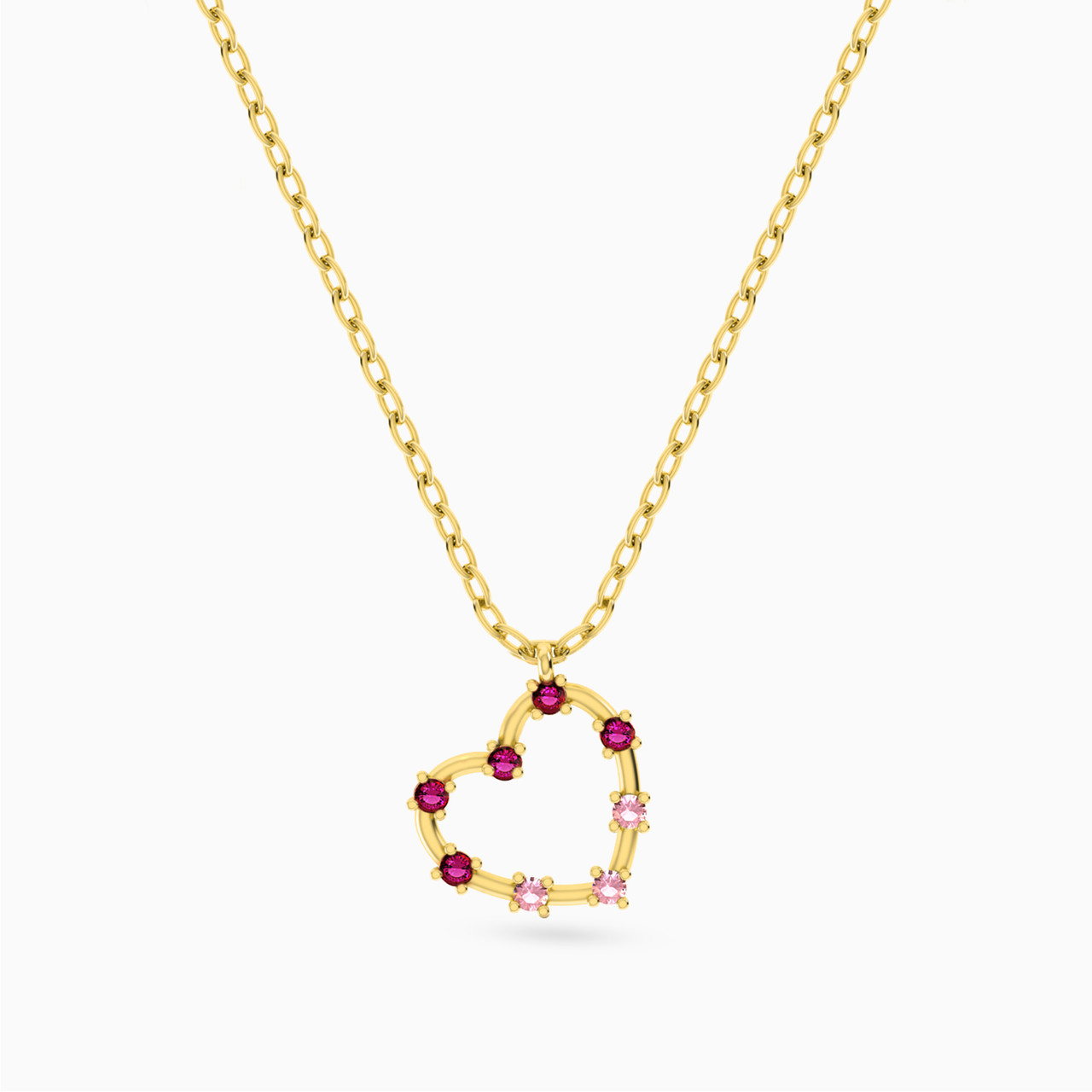 18K Gold Colored Stones Pendant Necklace