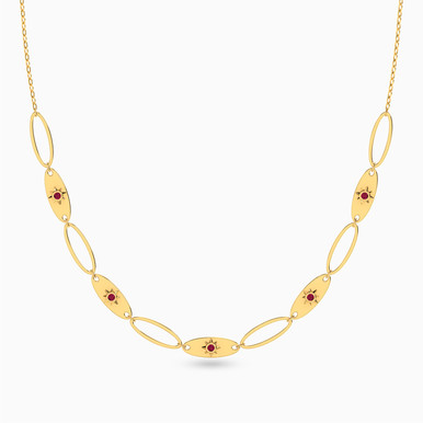 Links Red Stone Chain Necklace in 18K Gold - 21046030240
