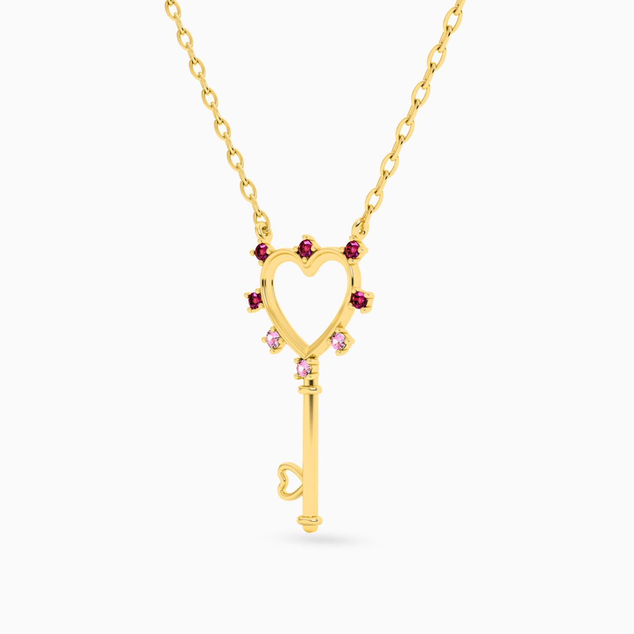 18K Gold Colored Stones Pendant Necklace