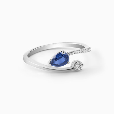 Pear Diamond & Colored Stones Two-headed Ring in 18K Gold - ERG00037SB