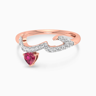 Hubb Diamond & Rose Stone Ring in 18K Gold - RG902382