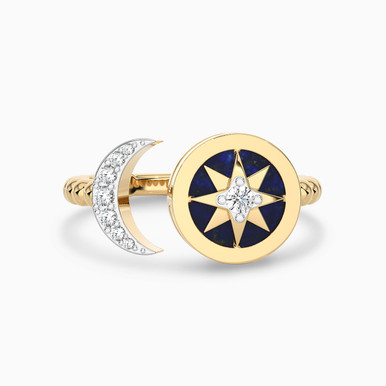 Celestial Diamond & Enamel Coated Open Ring in 18K Gold - AJR35270-14 Celestial Diamond & Enamel Coated Open Ring in 18K Gold - AJR35270-14
