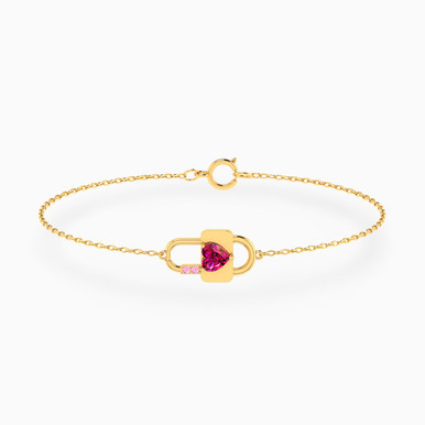 Lock Rose Stone Chain Bracelet in 18K Gold - 111304130382 Lock Rose Stone Chain Bracelet in 18K Gold - 111304130382