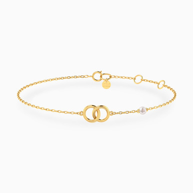 Double Circle Pearl Chain Bracelet In 18K Gold - 21047110310 Double Circle Pearl Chain Bracelet In 18K Gold - 21047110310