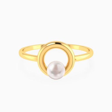 Open Circle Pearl Ring in 18K Gold - 21048110783