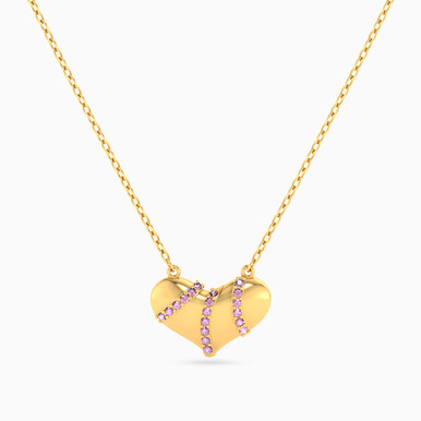 Heart Purple Stones Necklace In 18K Gold - 21046030348