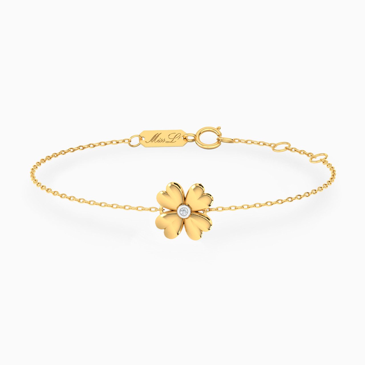 Flower Diamonds Chain Bracelet in 18K Gold