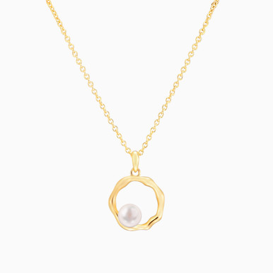 Irregular Circle Pearl Necklace in Yellow Gold Plating - GP01854A