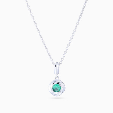 Twisted Green Stone Sterling Silver Necklace - GP14856A