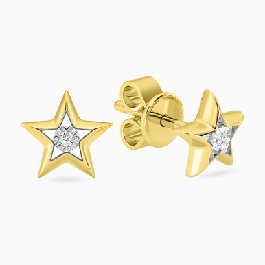 Star Lab Grown Diamonds Gold Plated Stud Earrings - AME01633