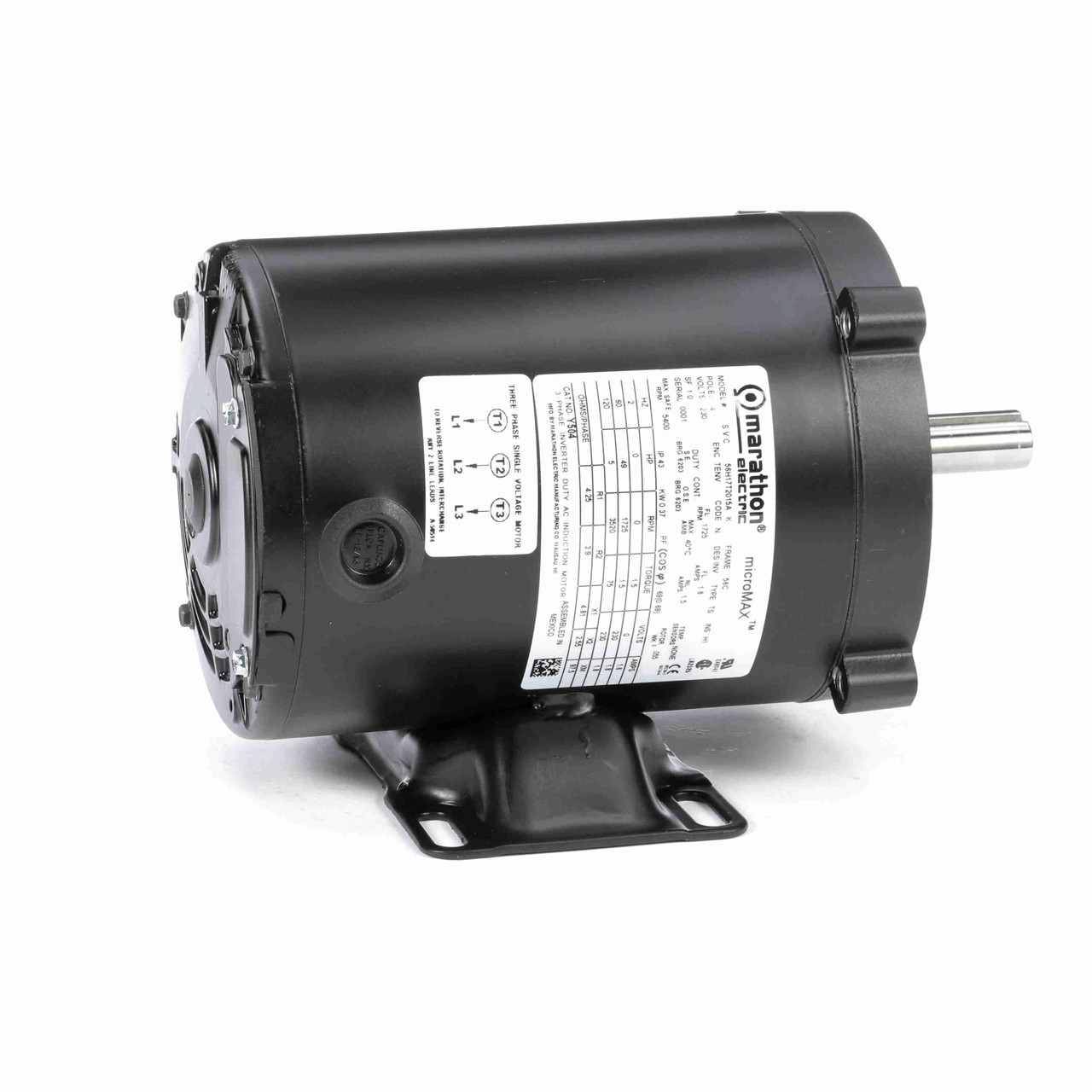 Y504 Marathon 1/2 HP, 1800 RPM 230 Volts 56C Frame microMAX AC