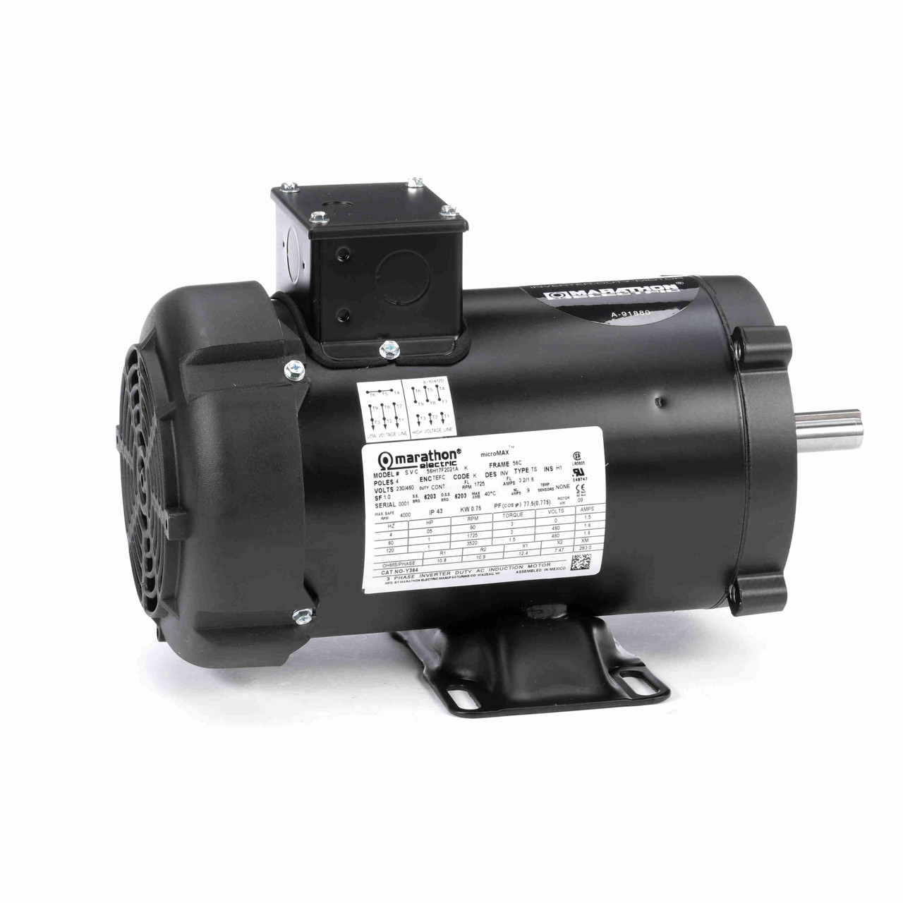 Y364 microMAX AC Inverter Duty Motor 1 HP