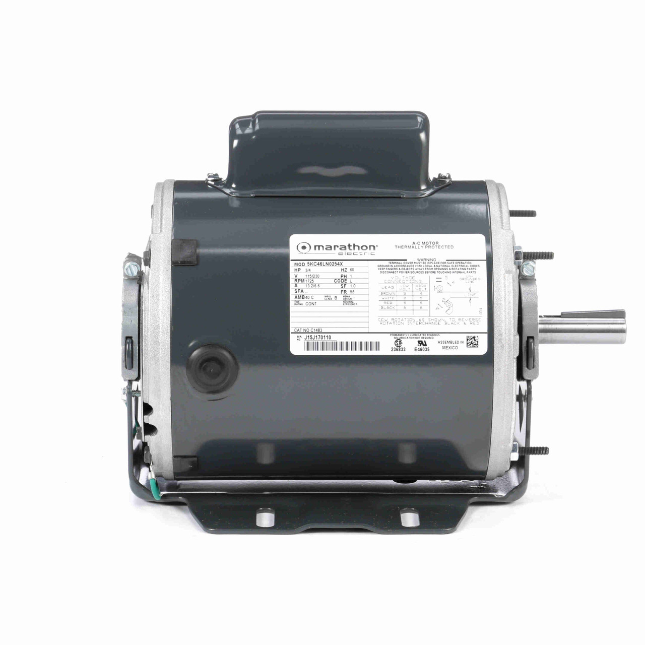 C1483 Marathon General Purpose Motor 3/4 HP 1725 RPM 56 Frame