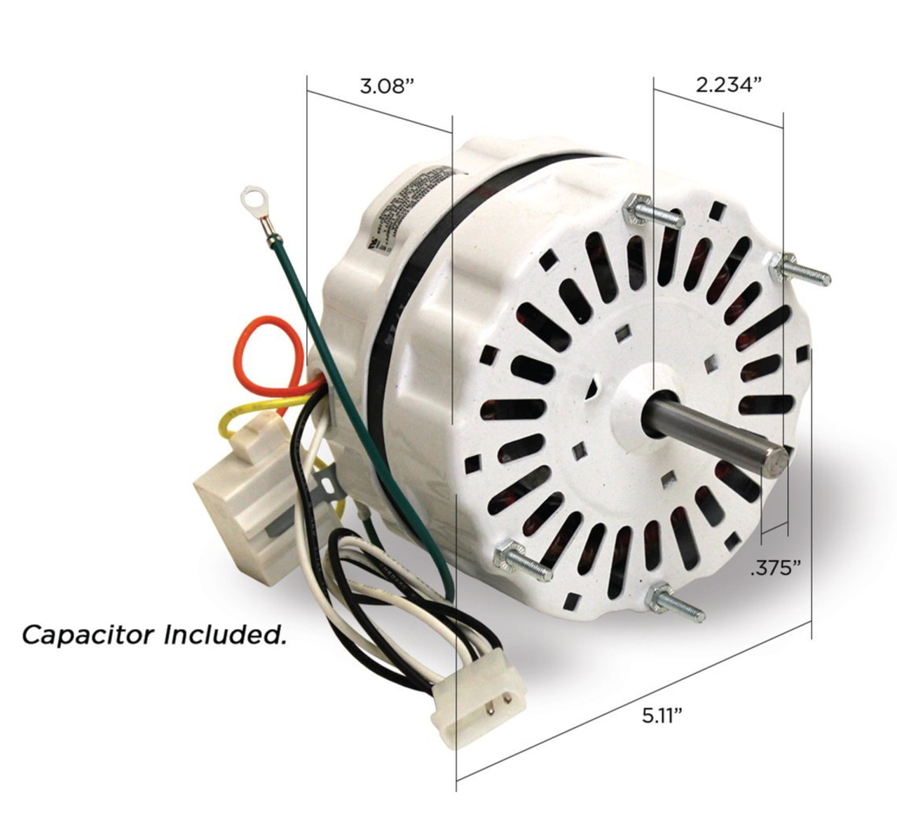 615056A Loren Cook, & Gemini GC/GN 520 Replacement Fan Motor; 1/16 HP 1200 RPM 115 Volts