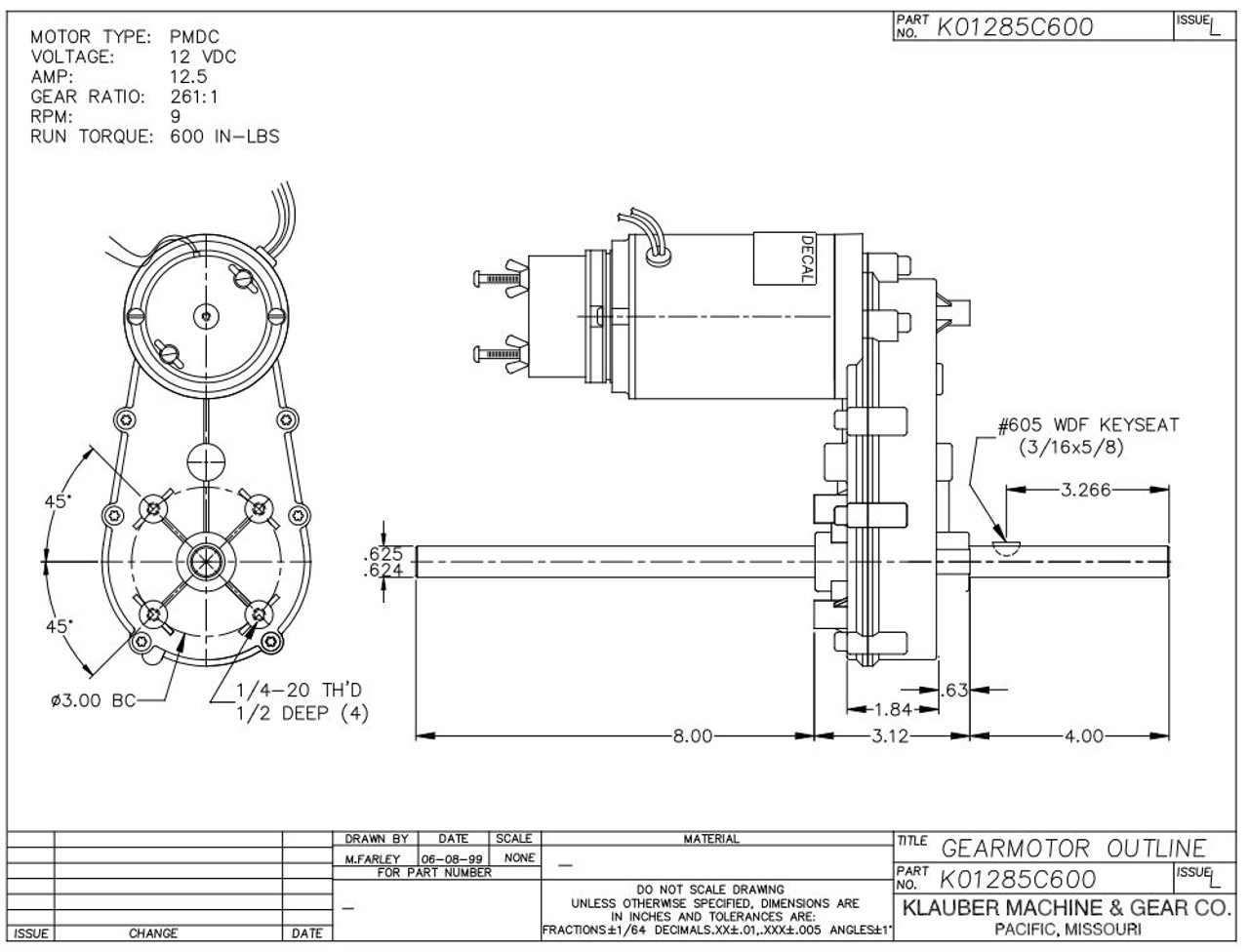 K01285C600 Klauber Gear Motor