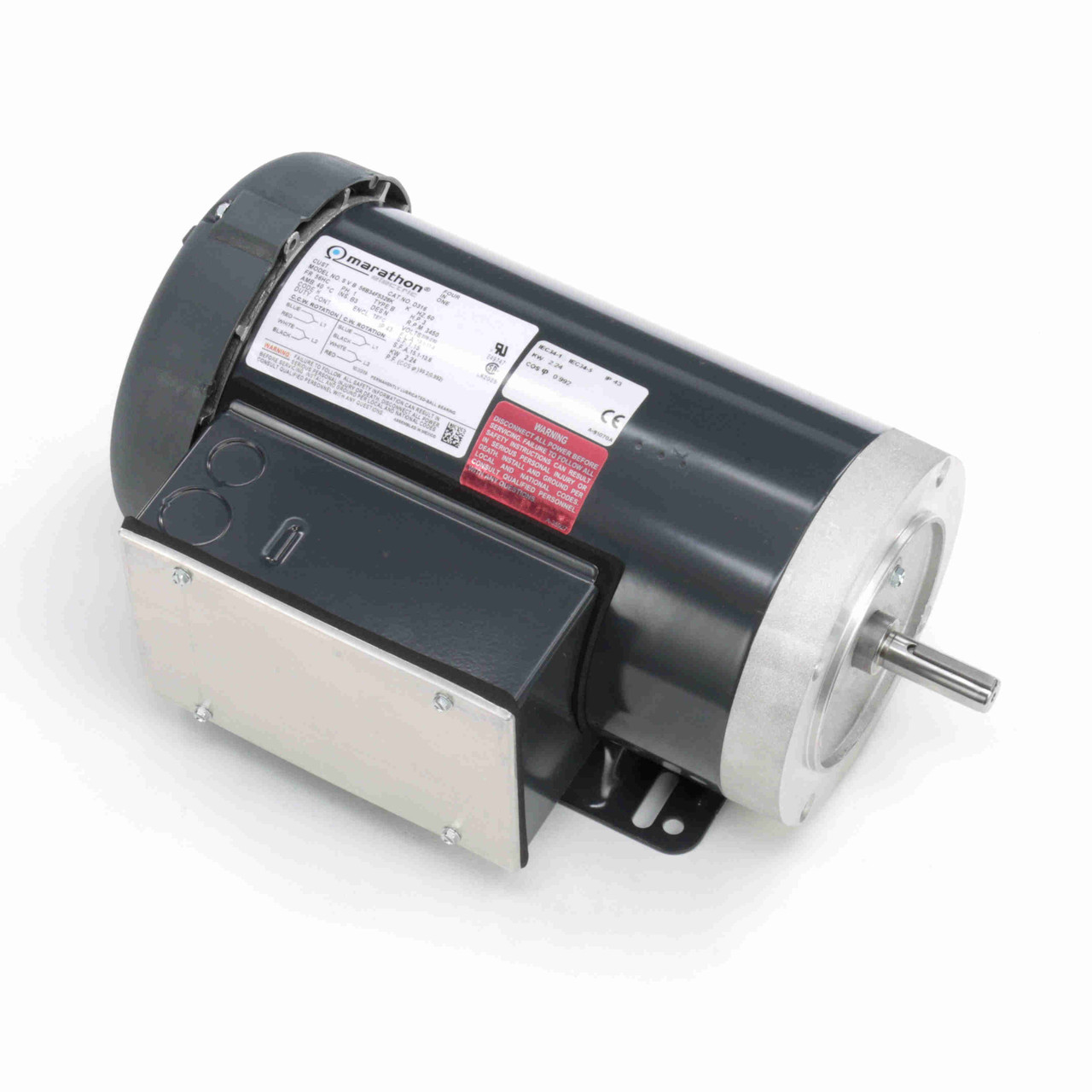 D316 Single Phase Totally Enclosed C-Face Removable Base Motor 3 HP